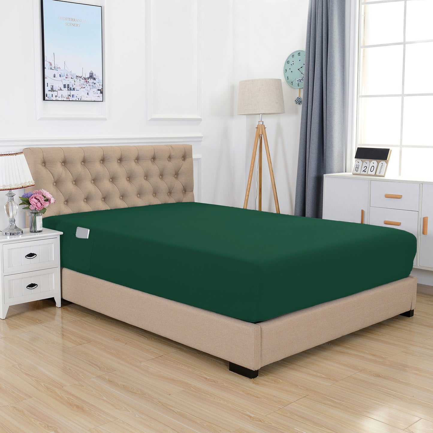 Mocassi 1-Piece 18" - 21" Deep Single Fitted Sheet for High Mattress, Smart Pocket, Luxury and Wrinkle Resistant 1500 Series Egyptian Quality