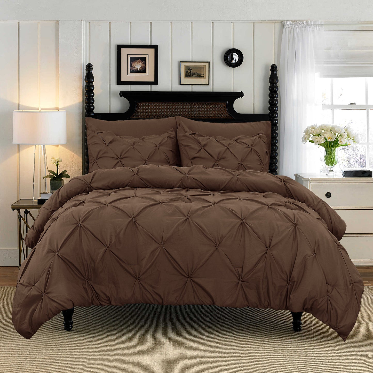 Mocassi 3-Piece Pintuck Duvet Cover 1500 Series Luxurious