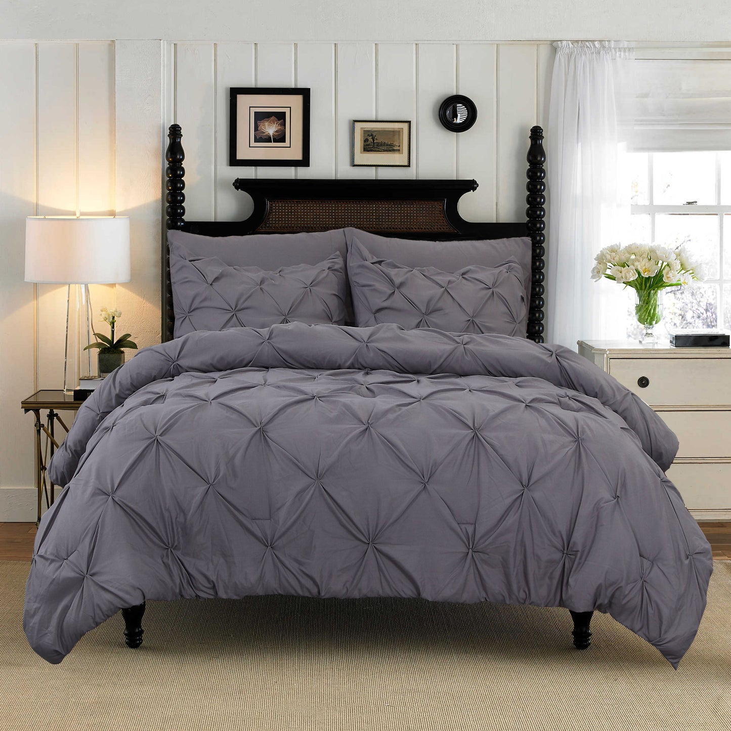Mocassi 3-Piece Pintuck Duvet Cover 1500 Series Luxurious