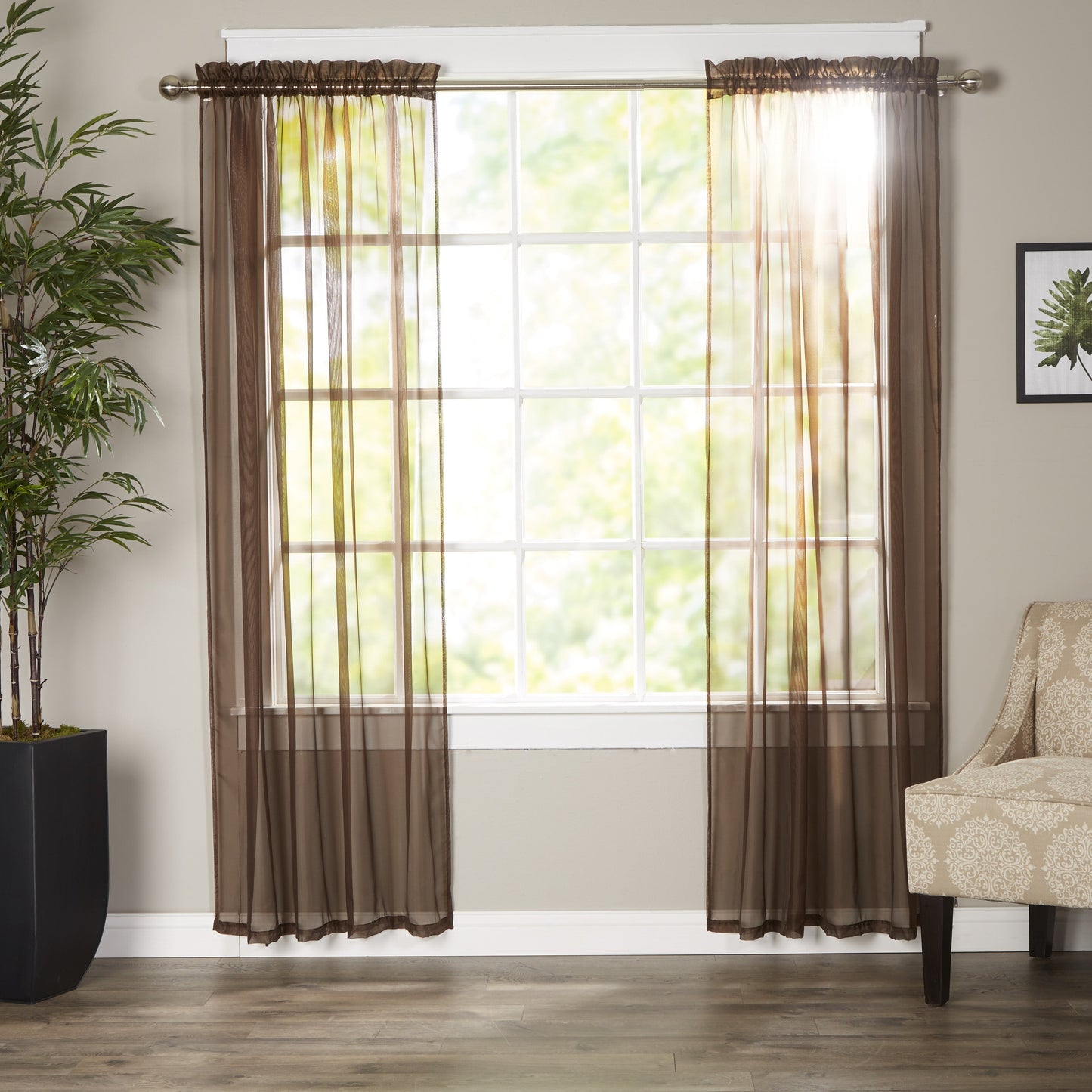 Mocassi Set of 2 Braxton Sheer Curtain Panels - 40" W x 84" L