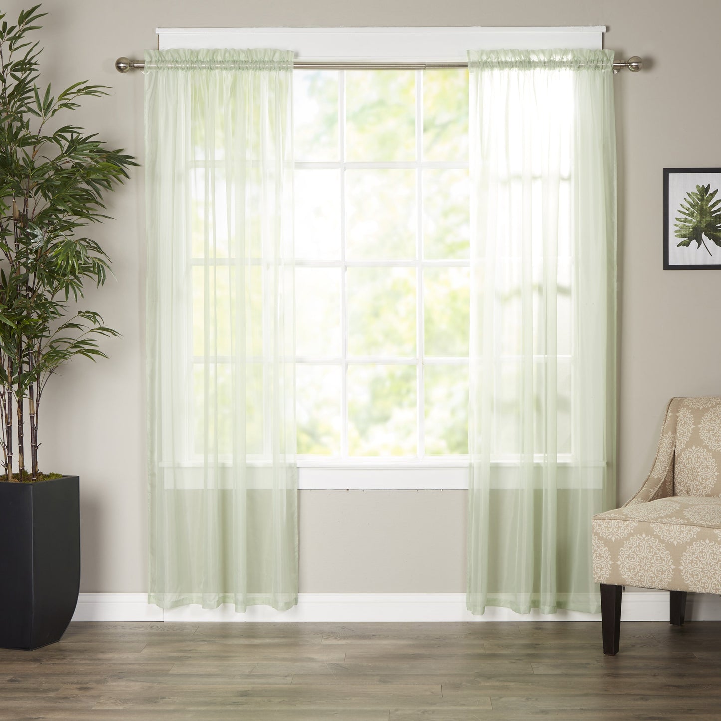 Mocassi Set of 2 Braxton Sheer Curtain Panels - 40" W x 84" L