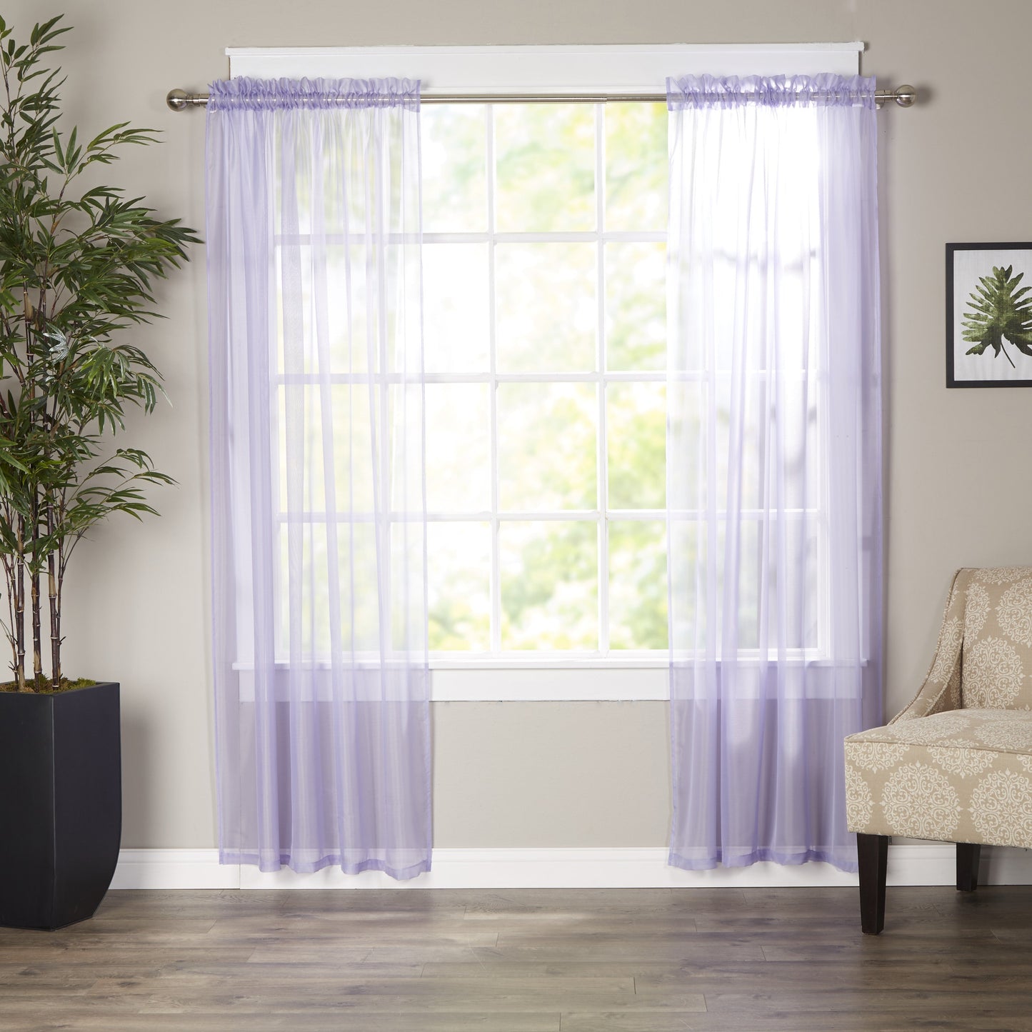 Mocassi Set of 2 Braxton Sheer Curtain Panels - 40" W x 84" L