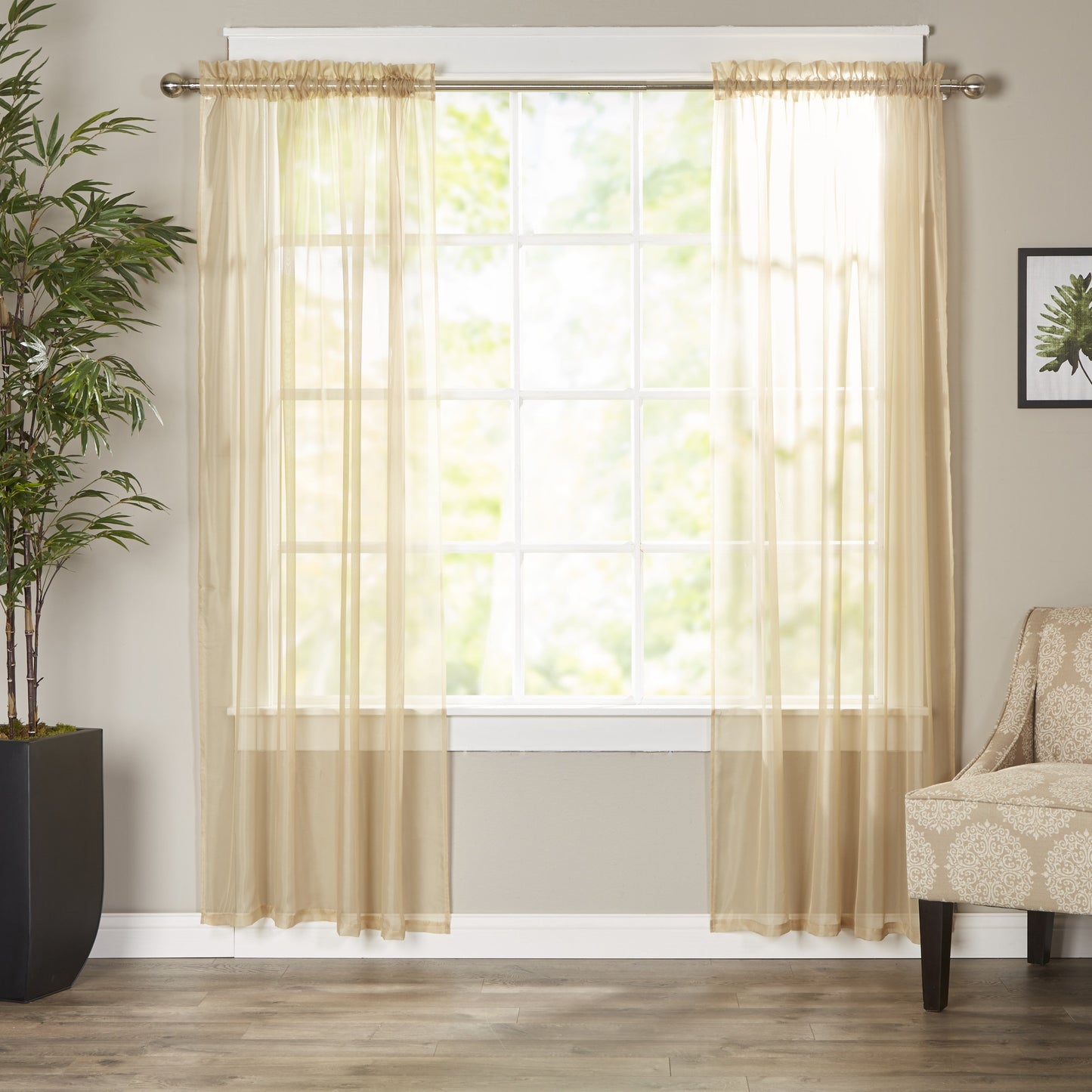 Mocassi Set of 2 Braxton Sheer Curtain Panels - 40" W x 84" L