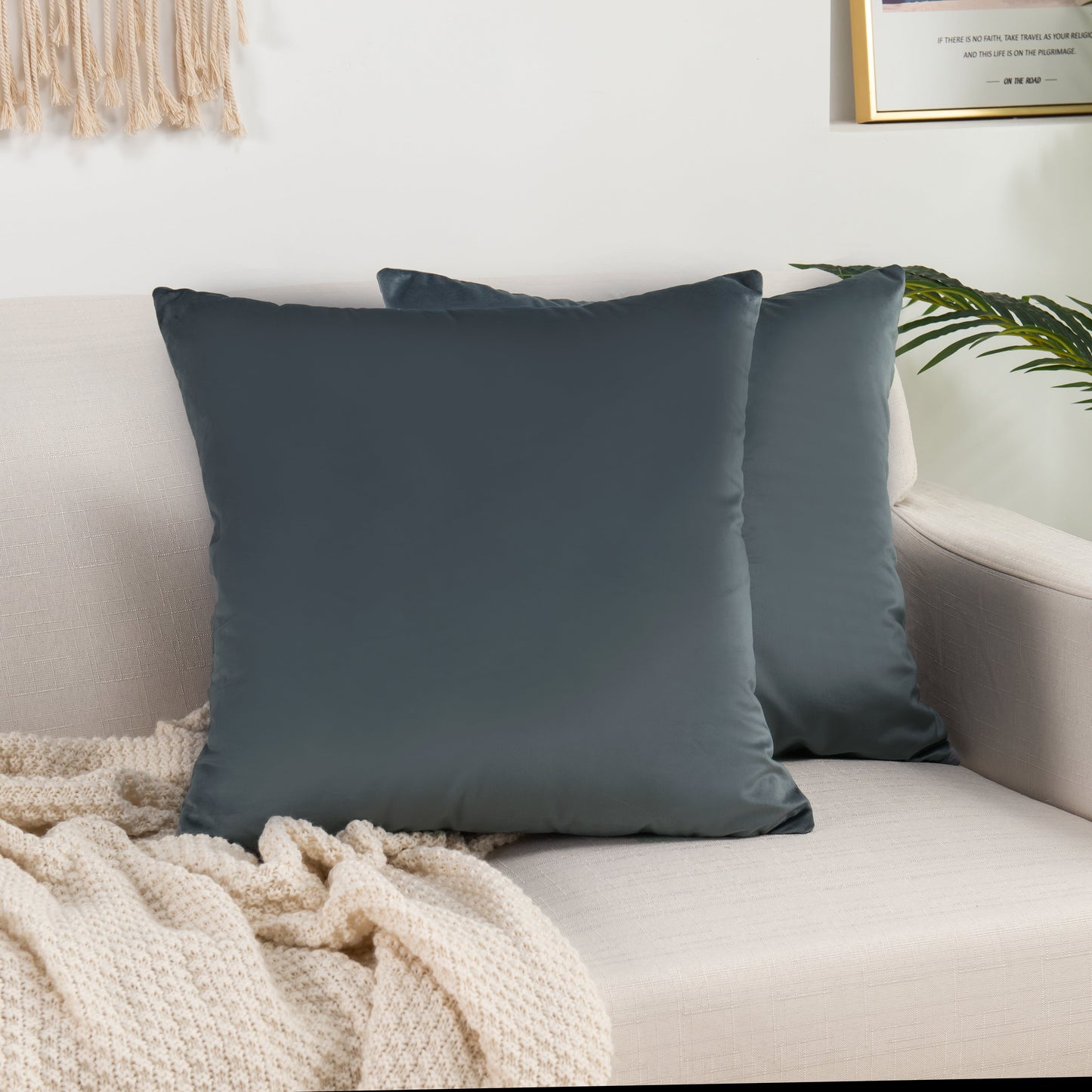 Mocassi 2 Piece Velvet Cushion Cover Solid - Pillow Covers