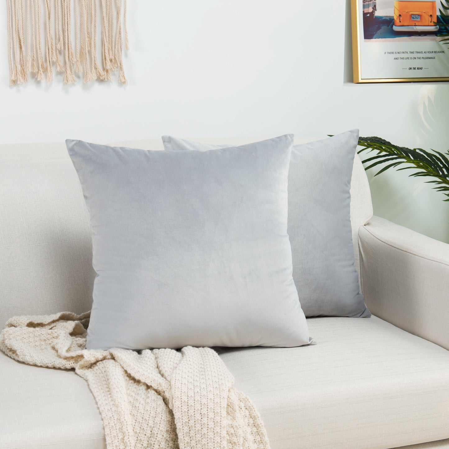 Mocassi 2 Piece Velvet Cushion Cover Solid - Pillow Covers