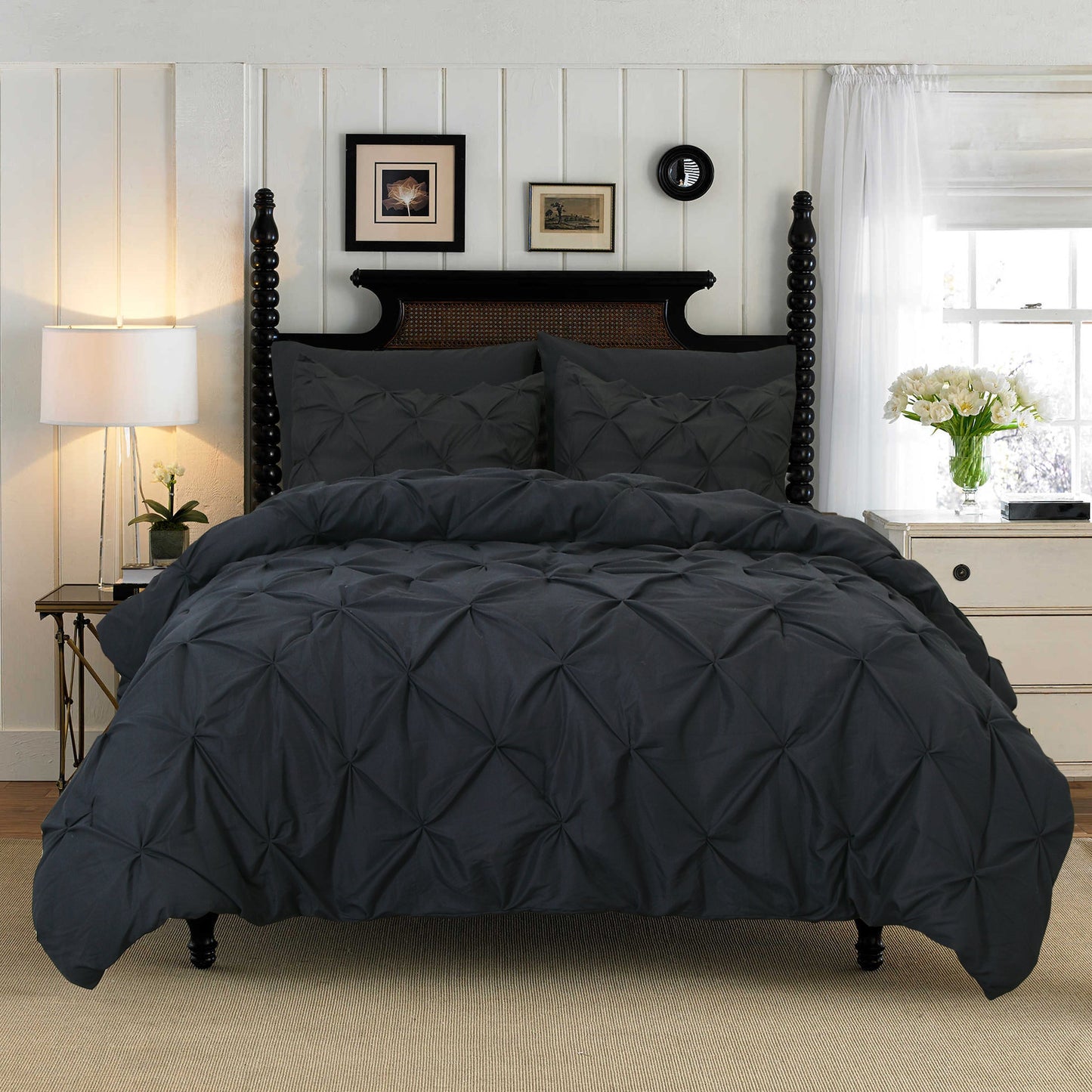 Mocassi 3-Piece Pintuck Duvet Cover 1500 Series Luxurious