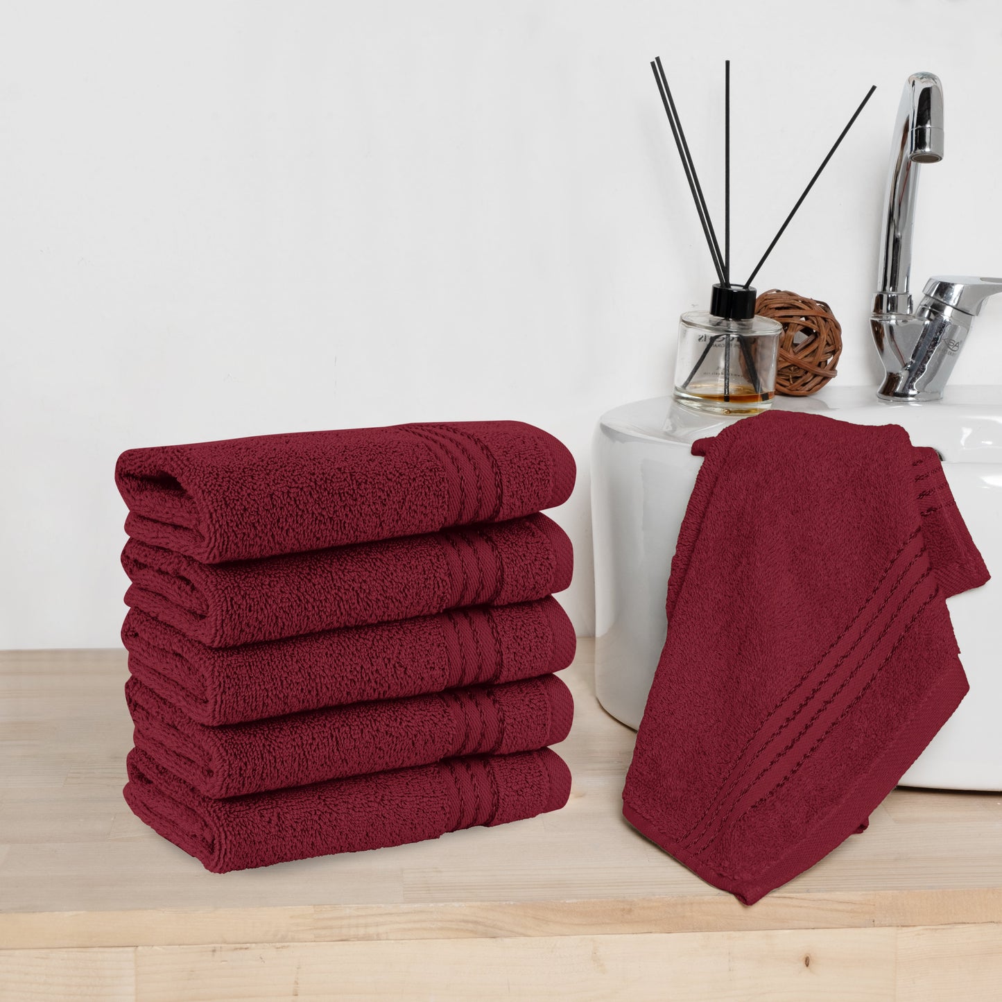 Mocassi 6 Pack Premium Turkish Cotton Washcloths Set, 13 x 13 inch