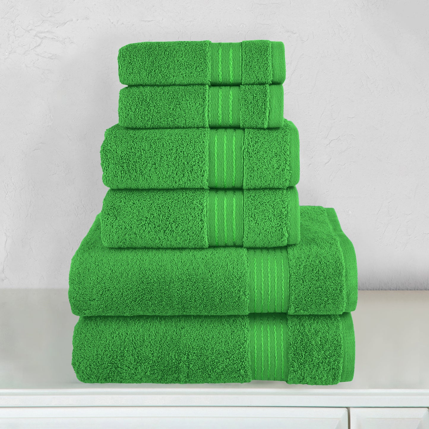 Mocassi 6-Piece Turkish Cotton Towel Set, 2 Washcloths, 2 Hand Towels and 2 Bath Towels