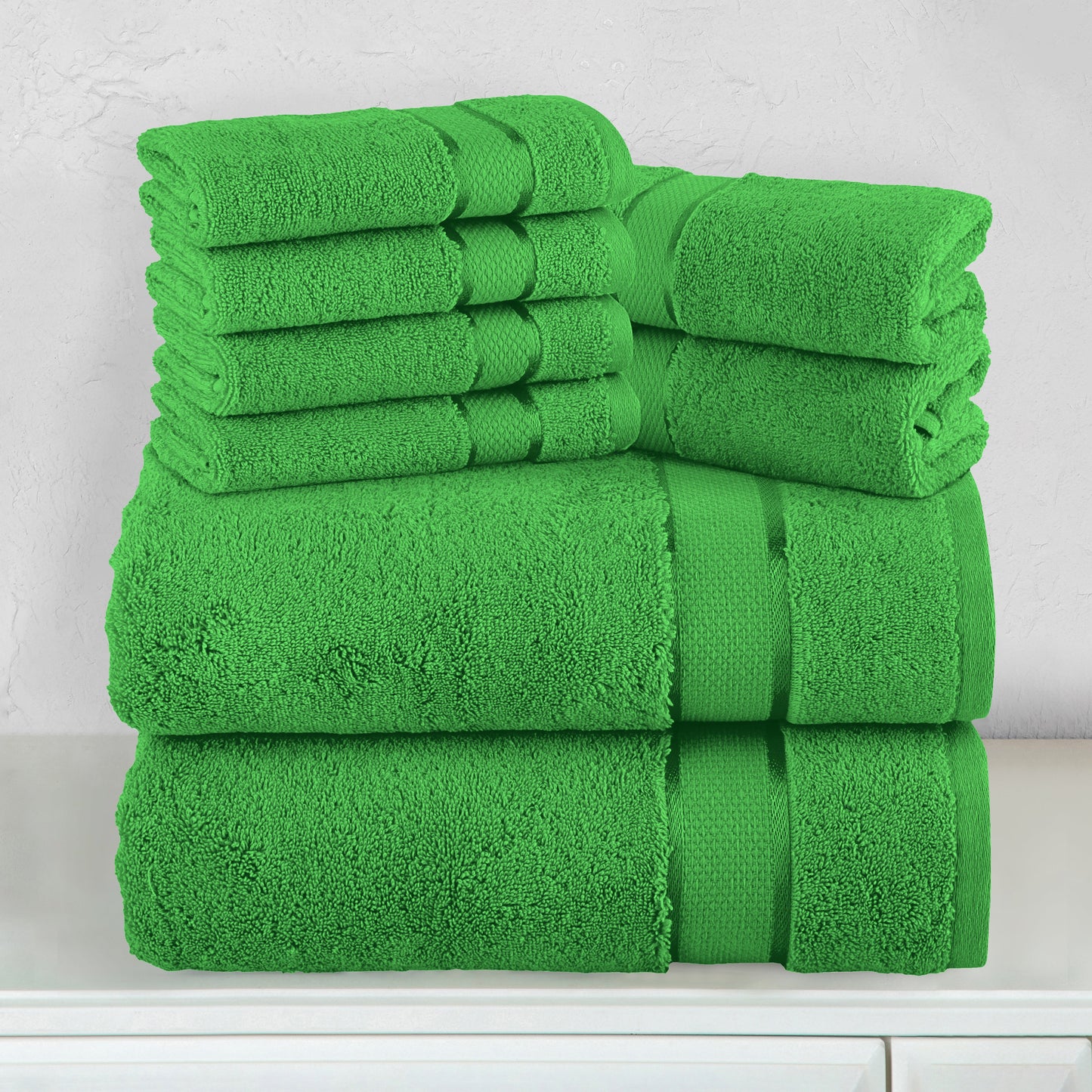 Mocassi 8-Piece Turkish Cotton Towel Set, 4 Washcloths, 2 Hand Towels and 2 Bath Towels