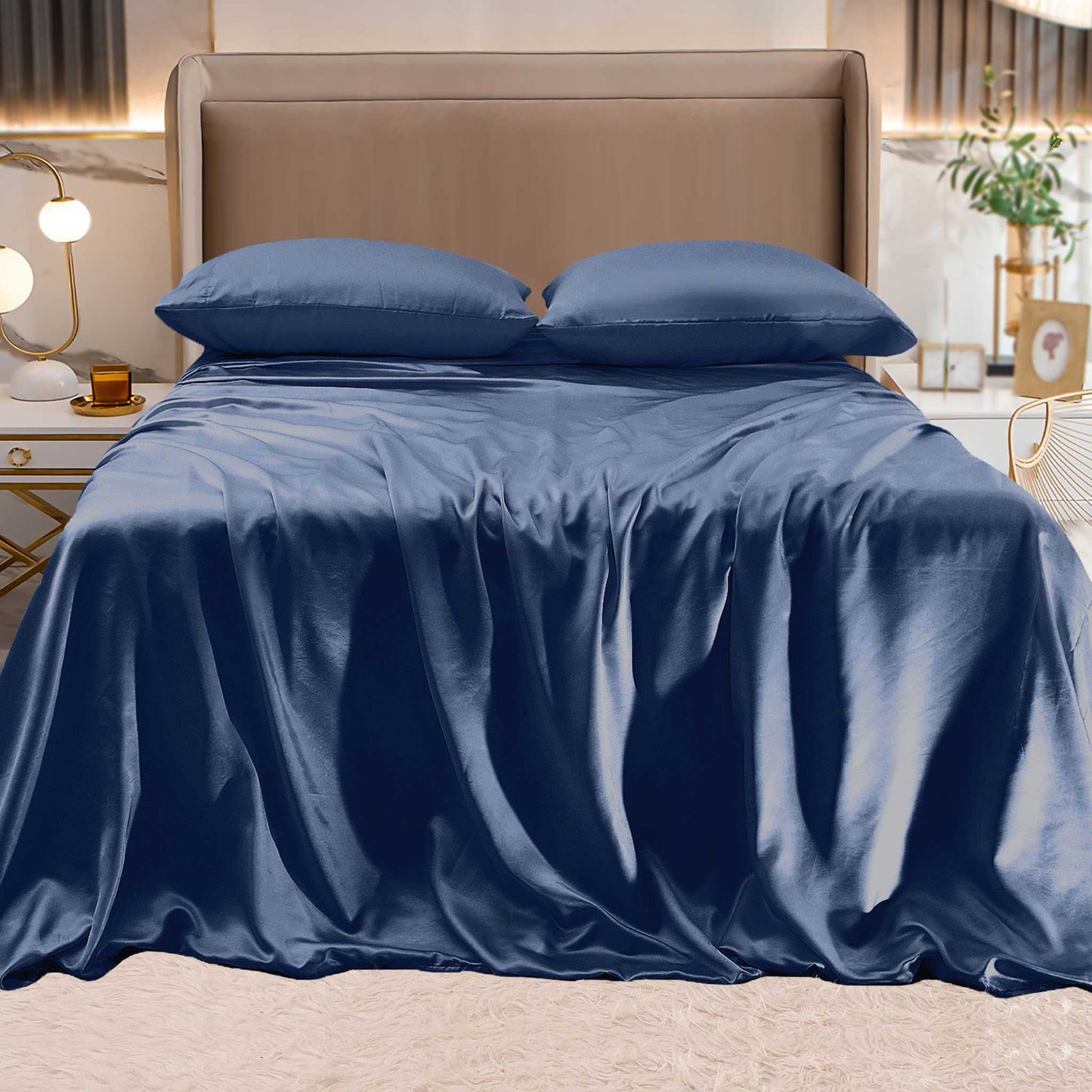 Mocassi Fine 4-Piece Silky Satin Sheet Set, Moody Shades