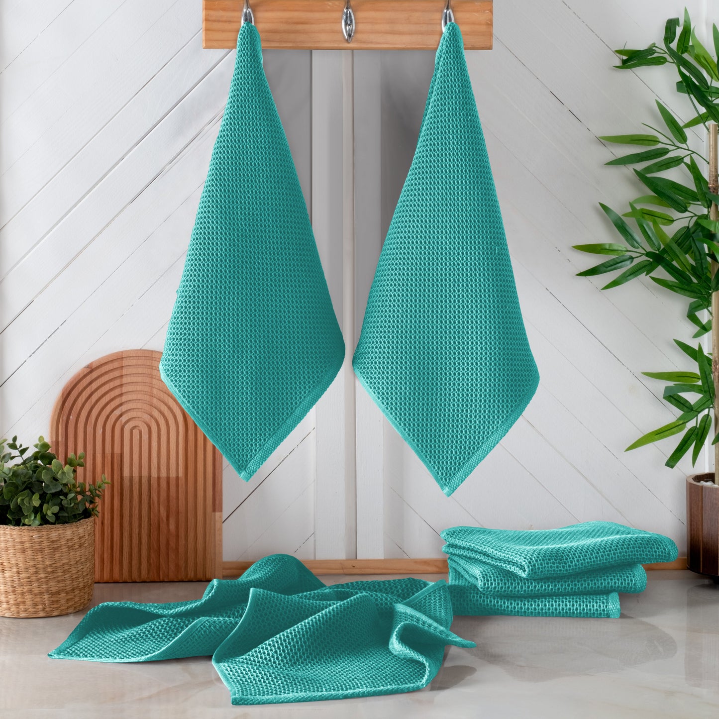 Mocassi 6-Pack Turkish Cotton Waffle Wave Kitchen Towels