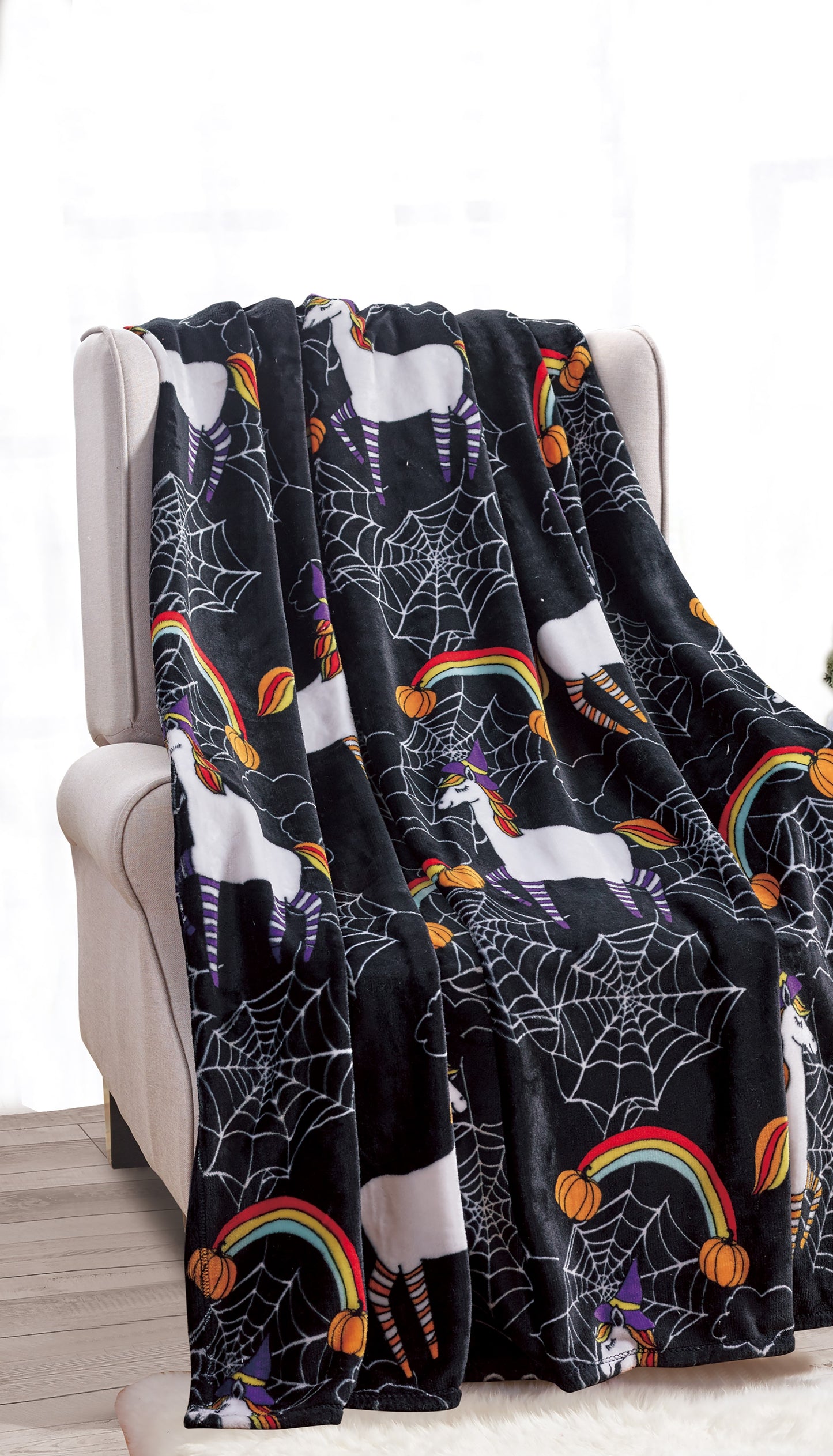 Mocassi Halloween Theme Fleece Throw Blankets - Velvety Feel, 50 x 60 inches
