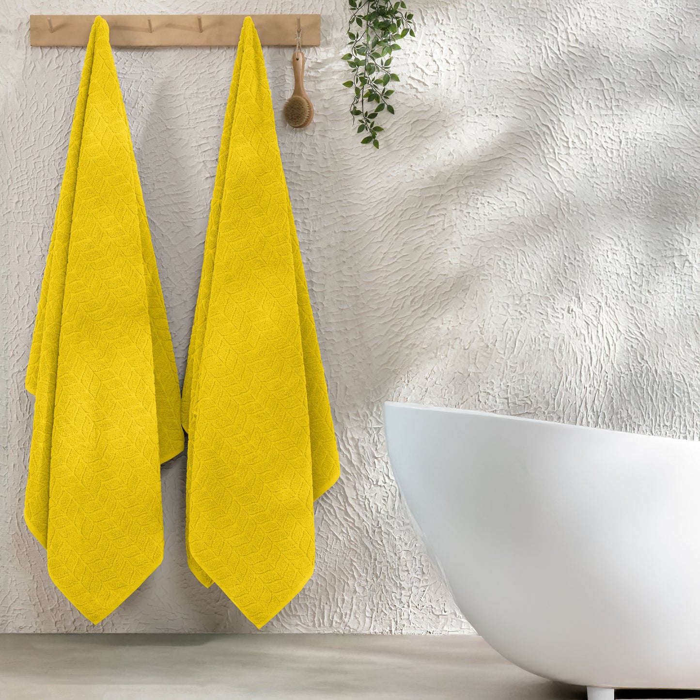 Mocassi 2-Pack Premium Turkish Cotton Braided Bath Towel Set, 27 x 54 inch