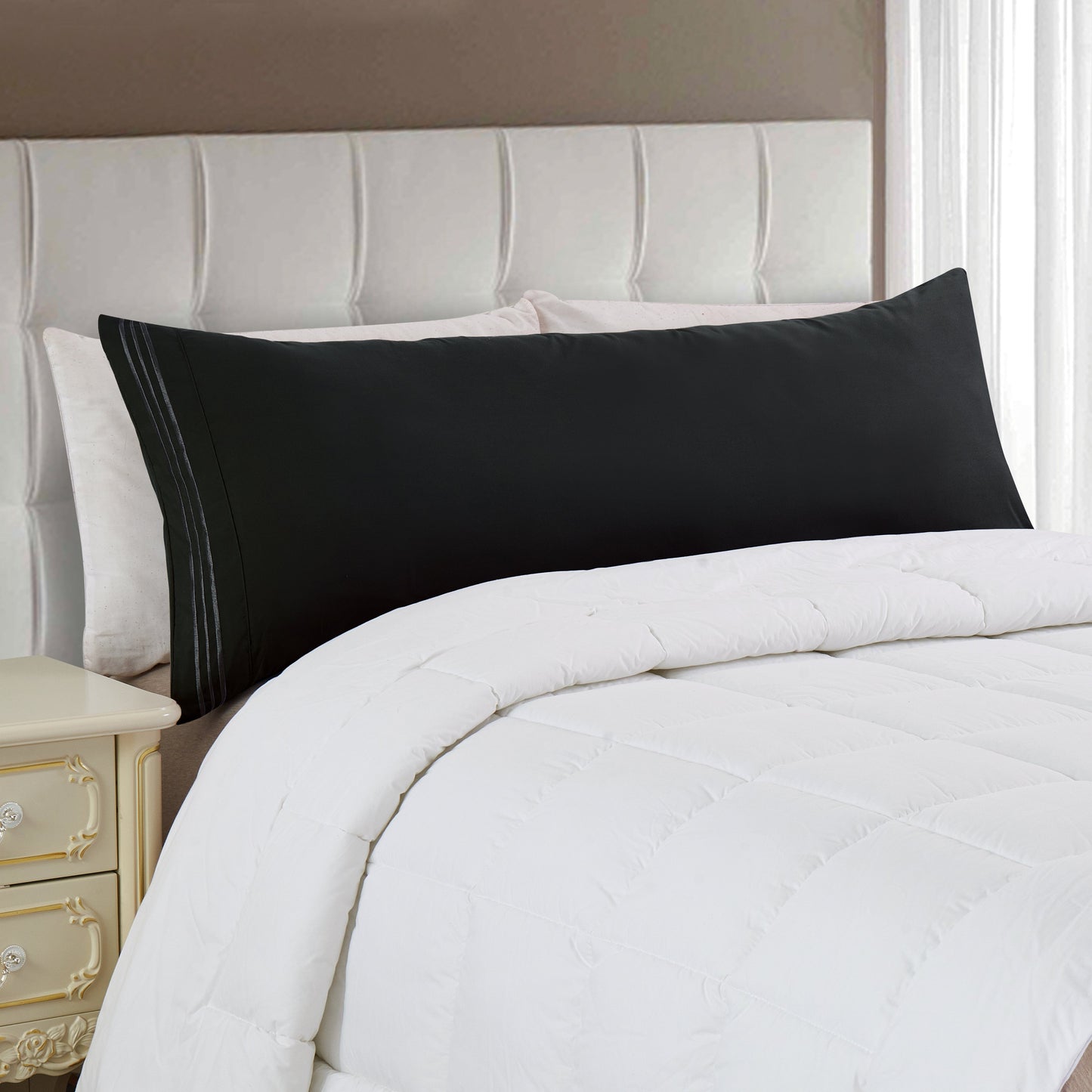 Mocassi 1500 Series 1-Piece Body Pillowcase with 3-Line Embroidery