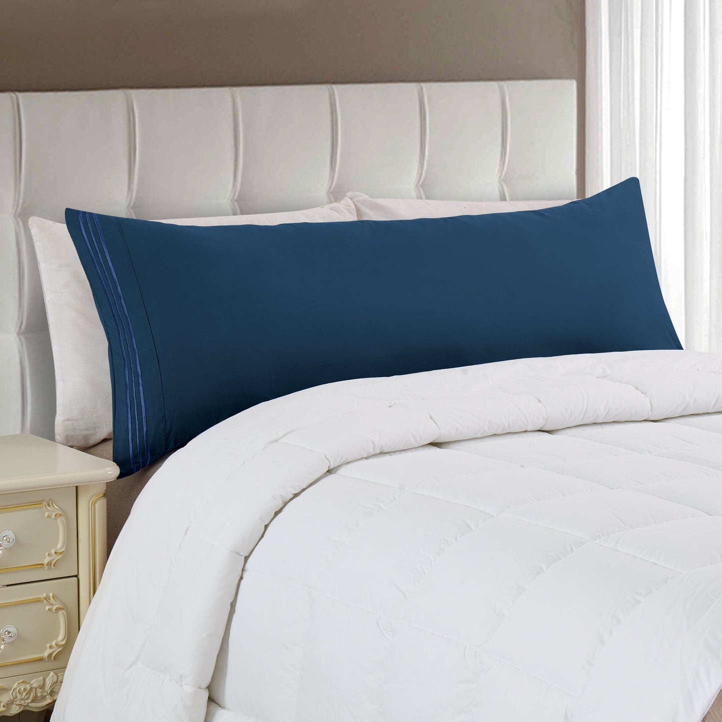 Mocassi 1500 Series 1-Piece Body Pillowcase with 3-Line Embroidery