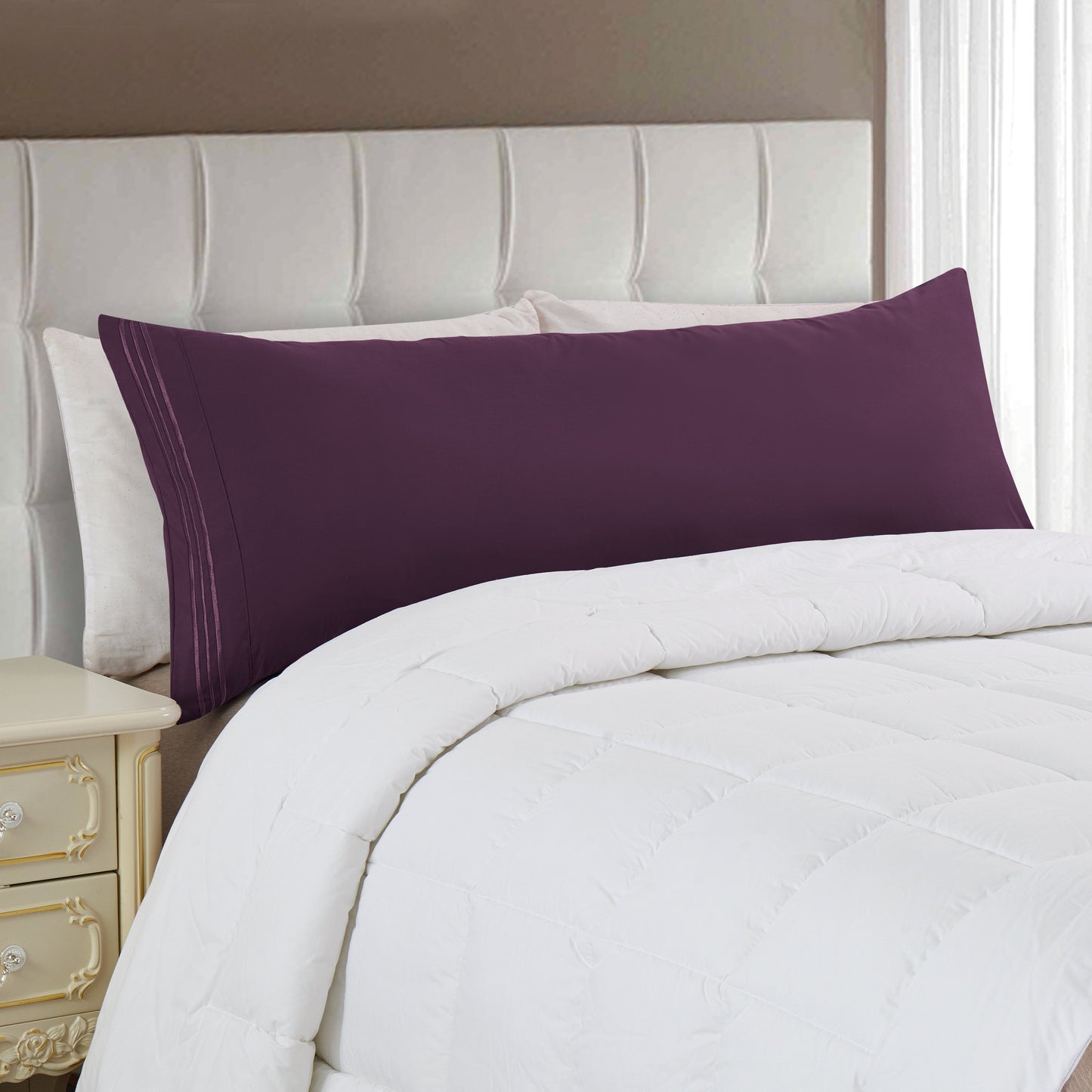 Mocassi 1500 Series 1-Piece Body Pillowcase with 3-Line Embroidery