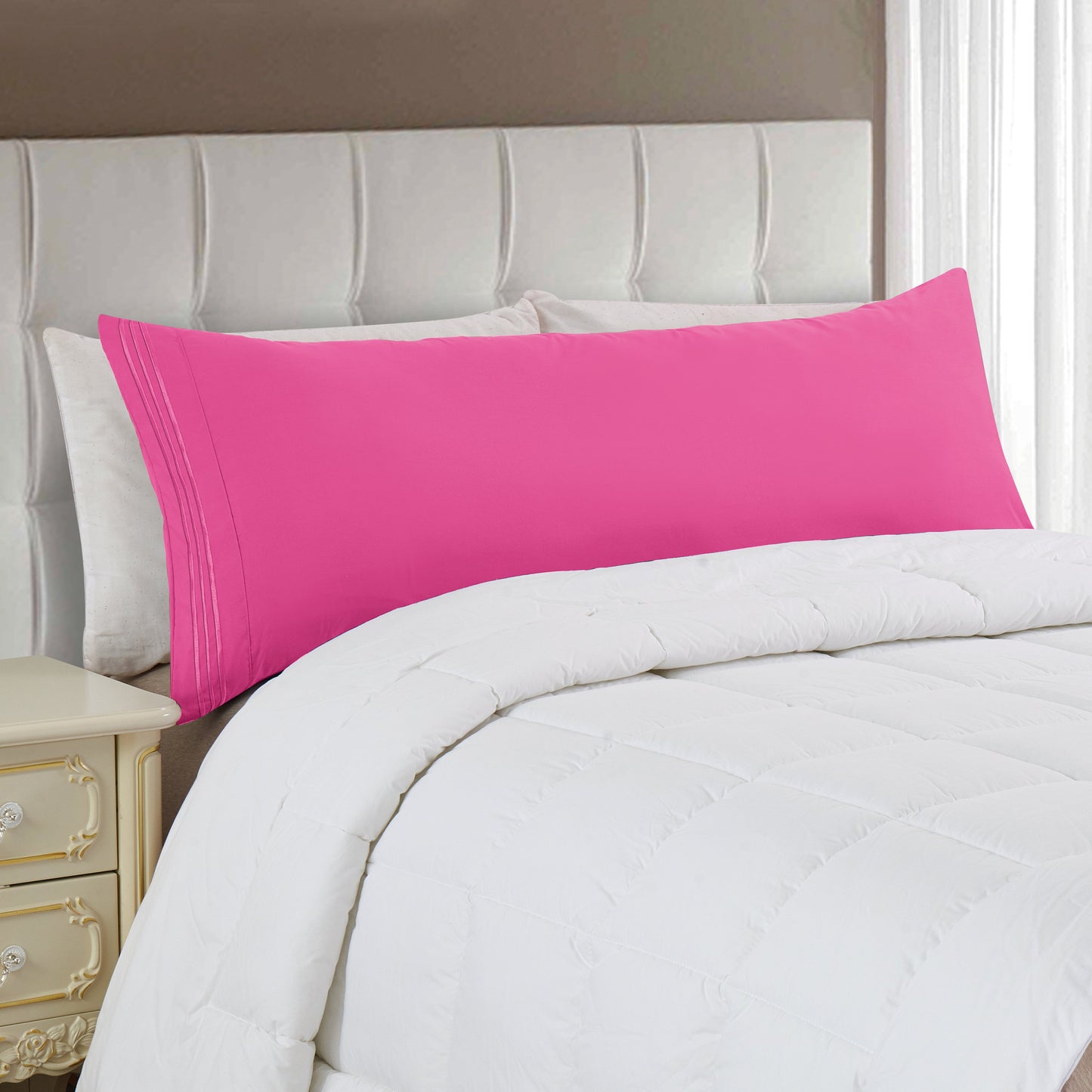 Mocassi 1500 Series 1-Piece Body Pillowcase with 3-Line Embroidery