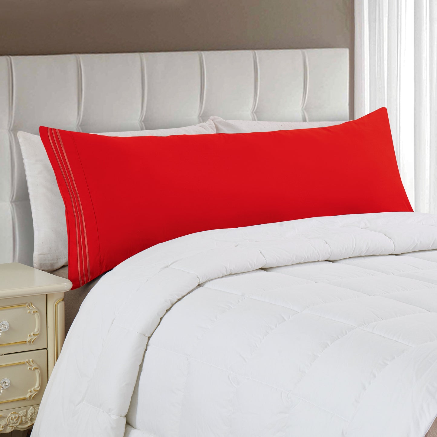 Mocassi 1500 Series 1-Piece Body Pillowcase with 3-Line Embroidery