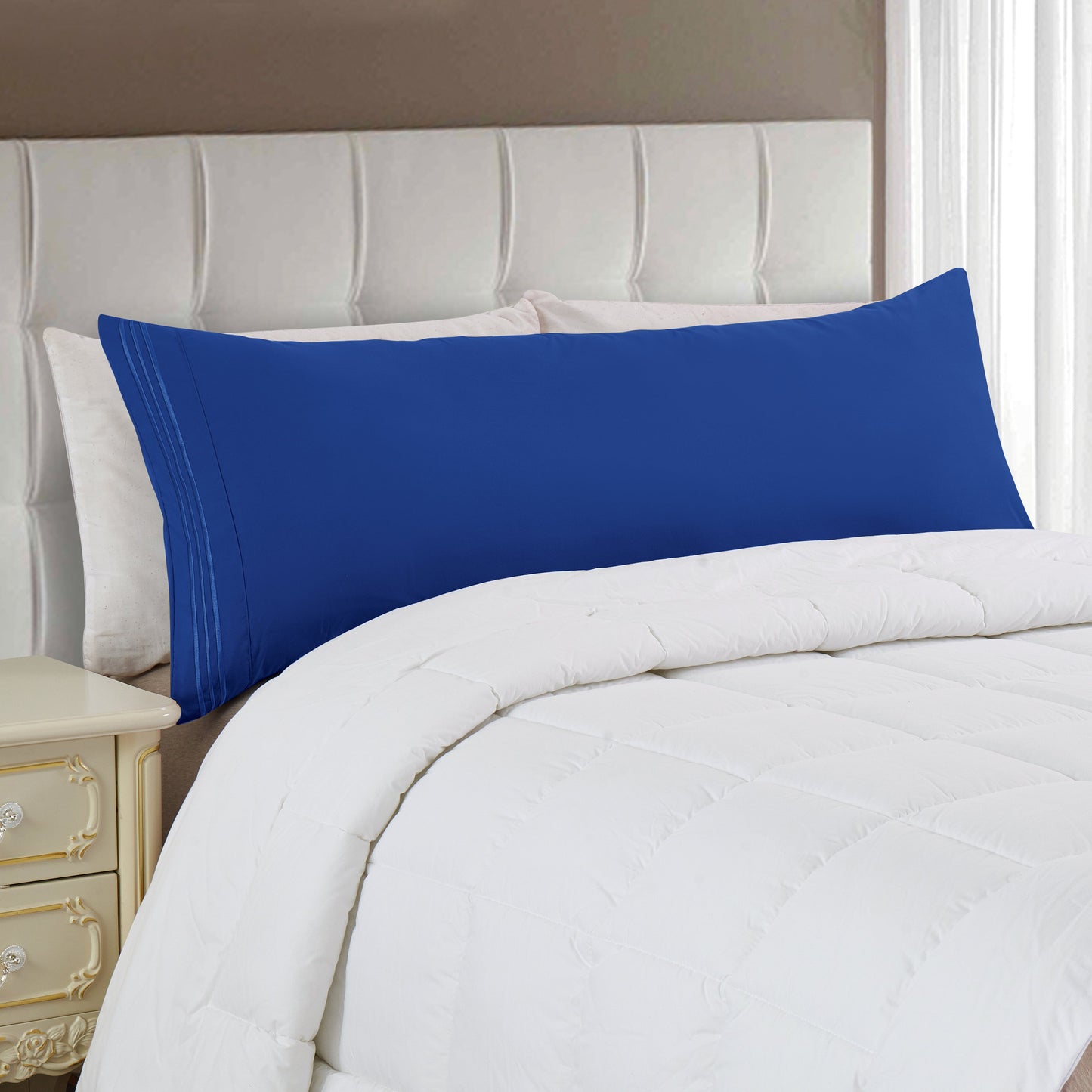 Mocassi 1500 Series 1-Piece Body Pillowcase with 3-Line Embroidery