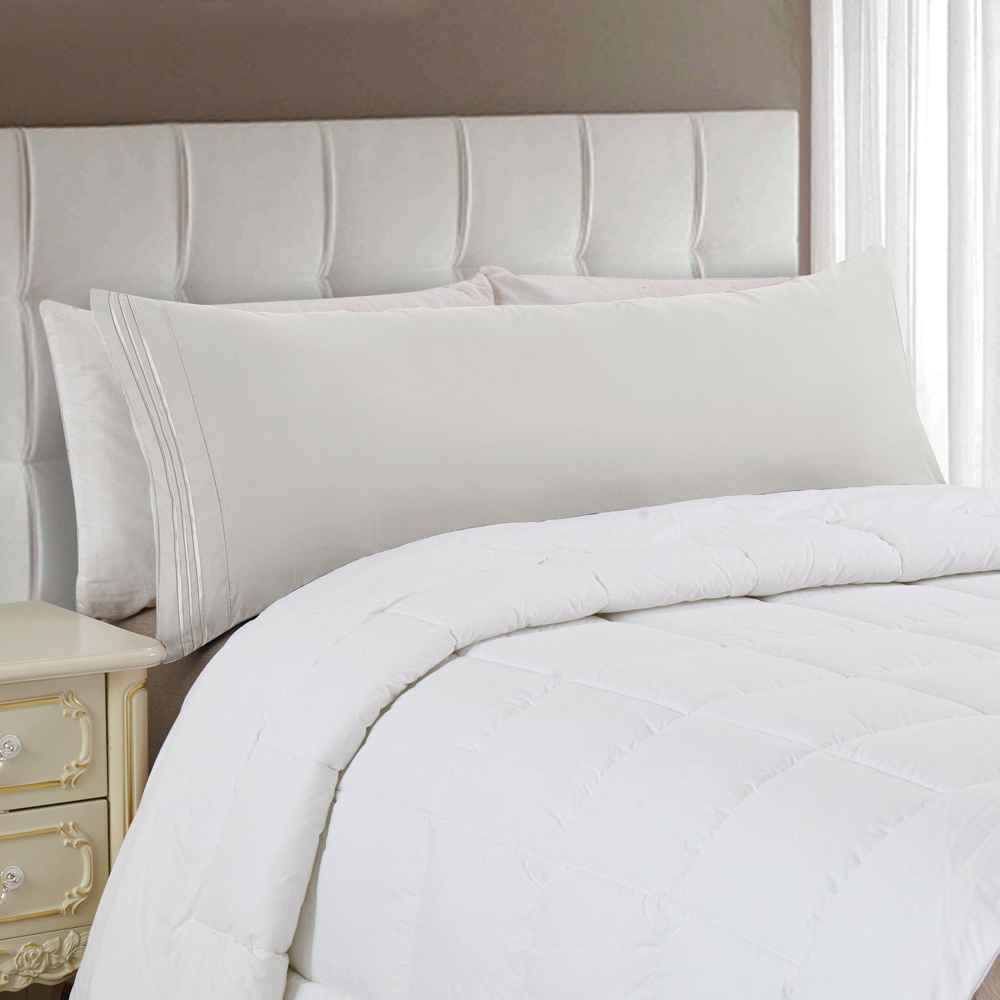 Mocassi 1500 Series 1-Piece Body Pillowcase with 3-Line Embroidery