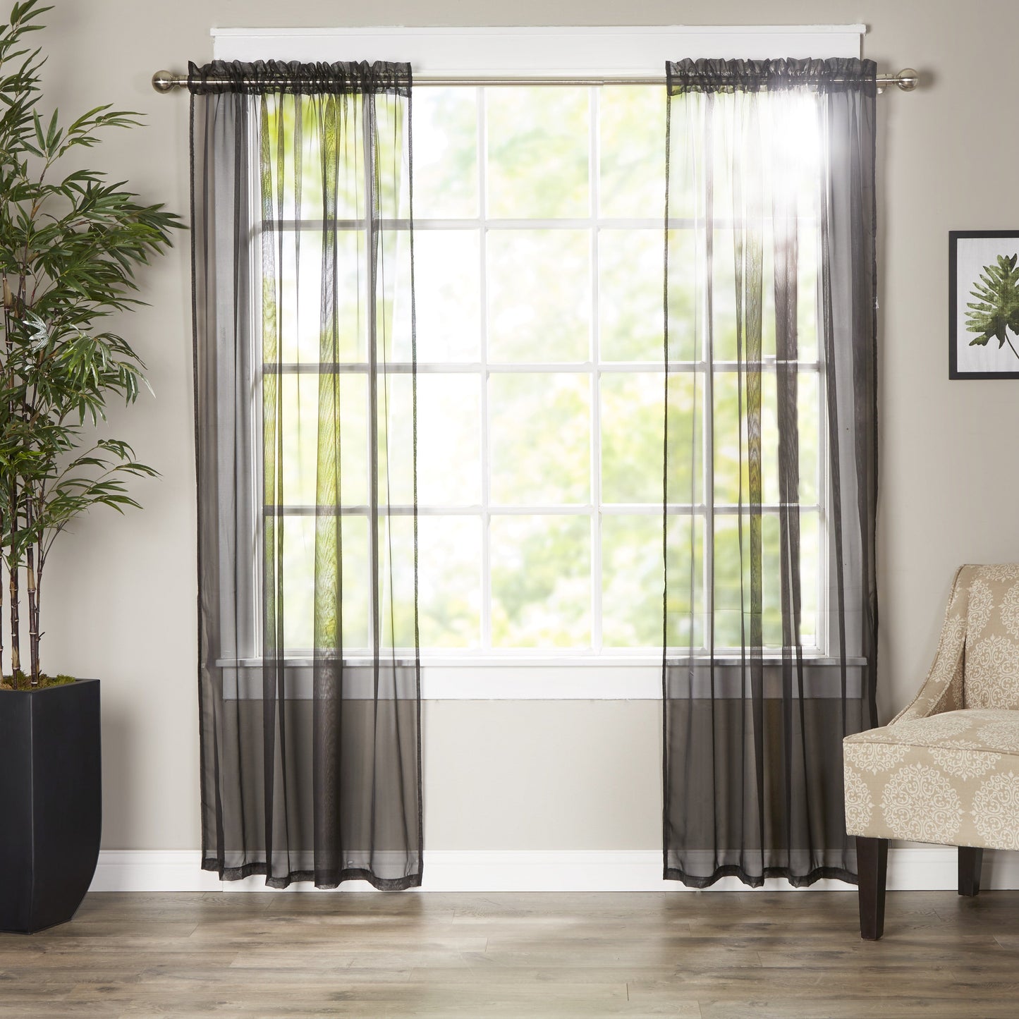 Mocassi 2-Piece Derin Sheer Panel with 2 inch Rod Pocket 60" width X 84" Length