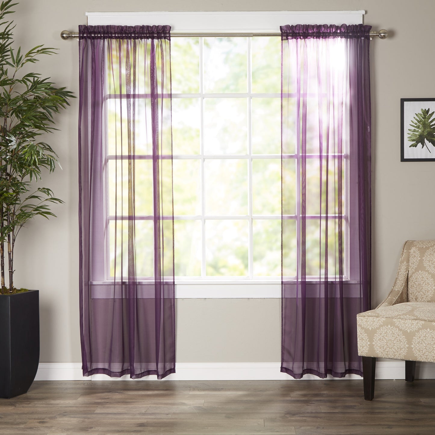 Mocassi 2-Piece Derin Sheer Panel with 2 inch Rod Pocket 60" width X 84" Length