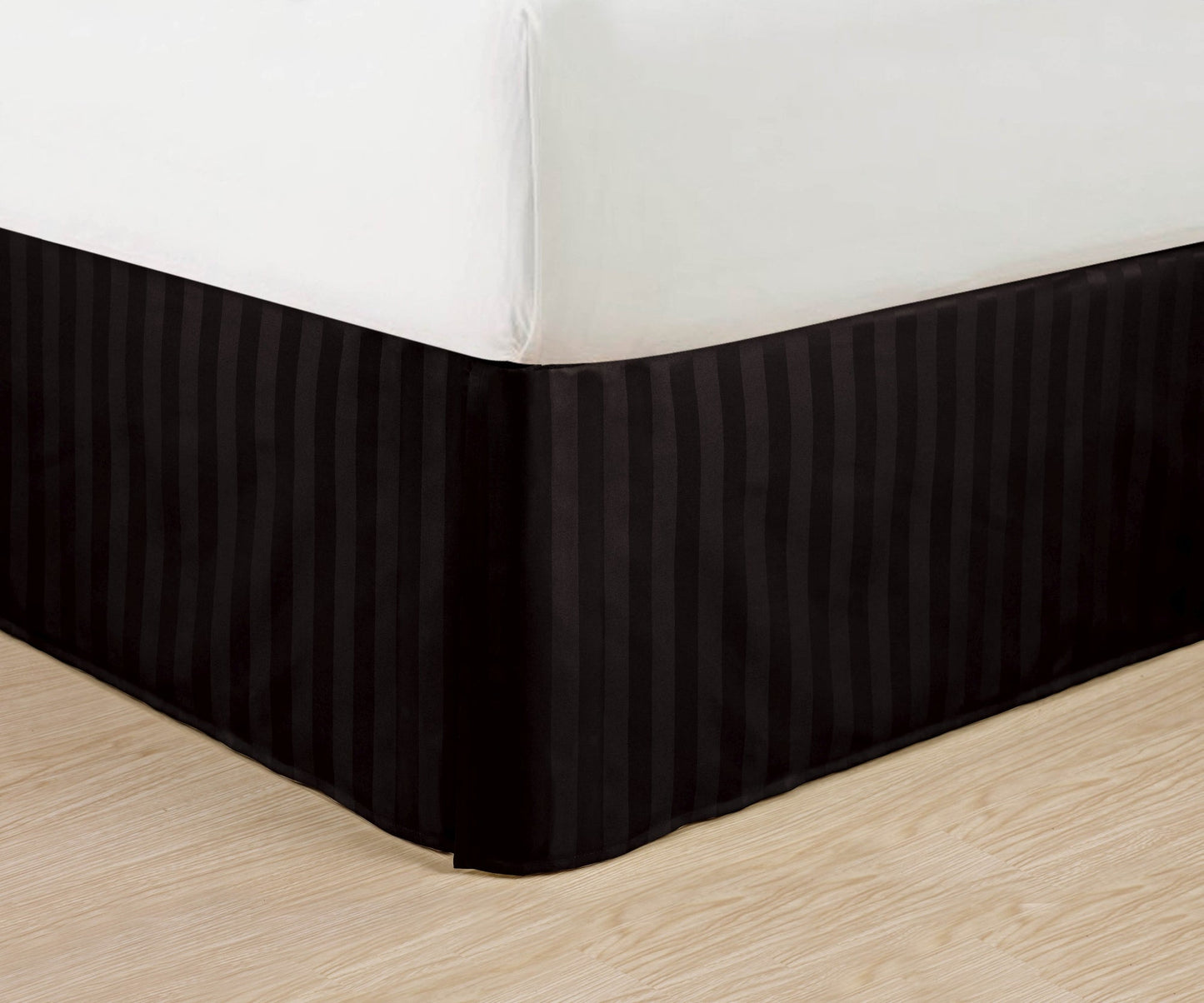 Mocassi 1-Piece Pleated Tailored 14" Drop Stripe Bed Skirt