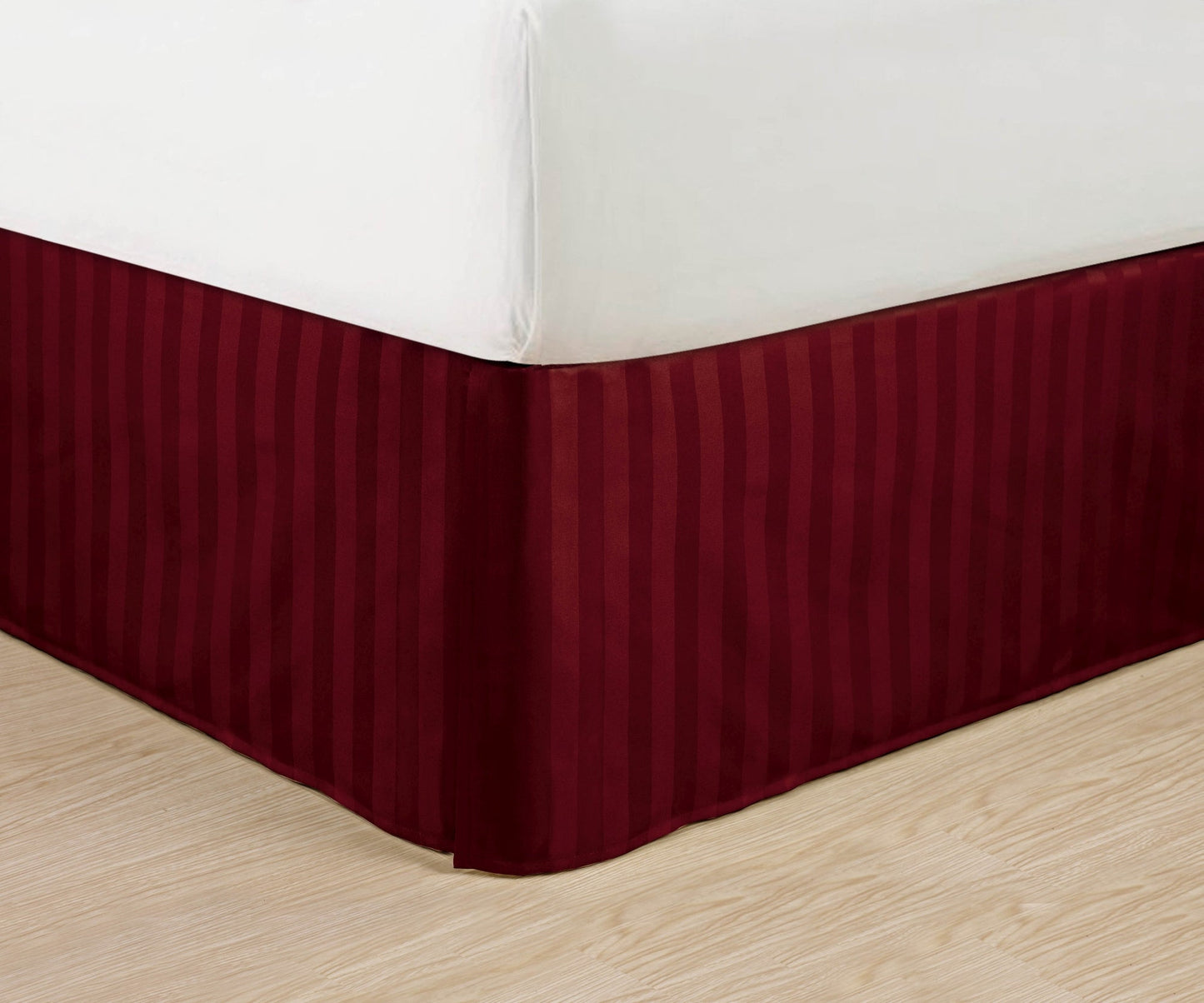 Mocassi 1-Piece Pleated Tailored 14" Drop Stripe Bed Skirt