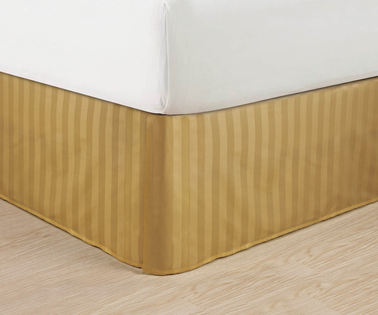 Mocassi 1-Piece Pleated Tailored 14" Drop Stripe Bed Skirt