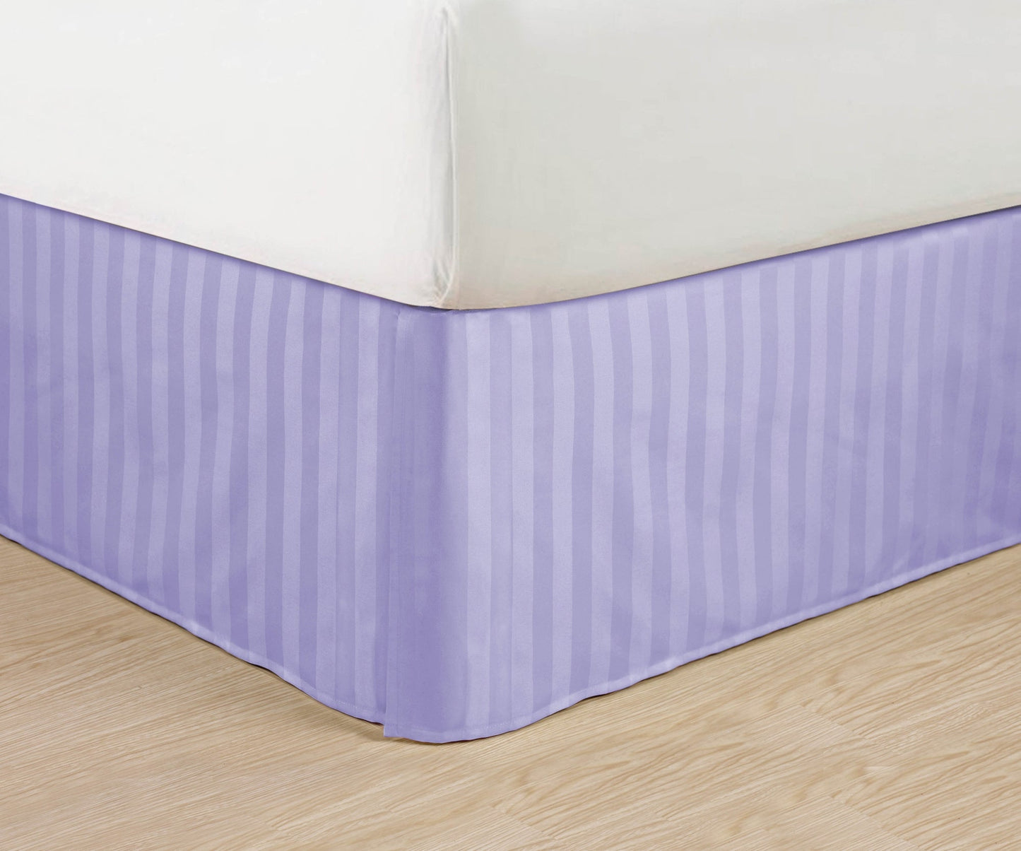 Mocassi 1-Piece Pleated Tailored 14" Drop Stripe Bed Skirt