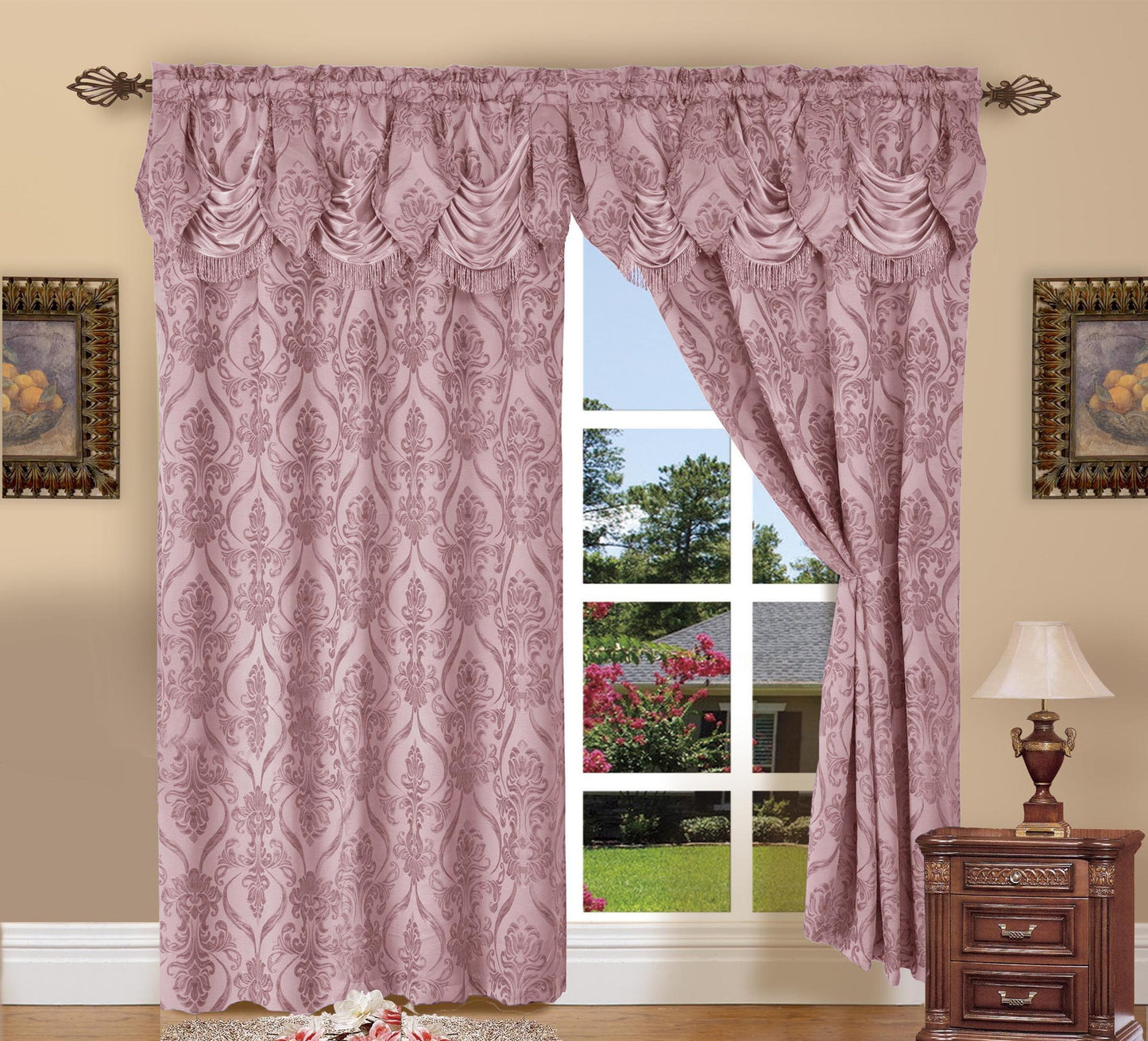 Mocassi Set of 2 Penelopie Jacquard Look Curtain Panels 54" W x 84" L