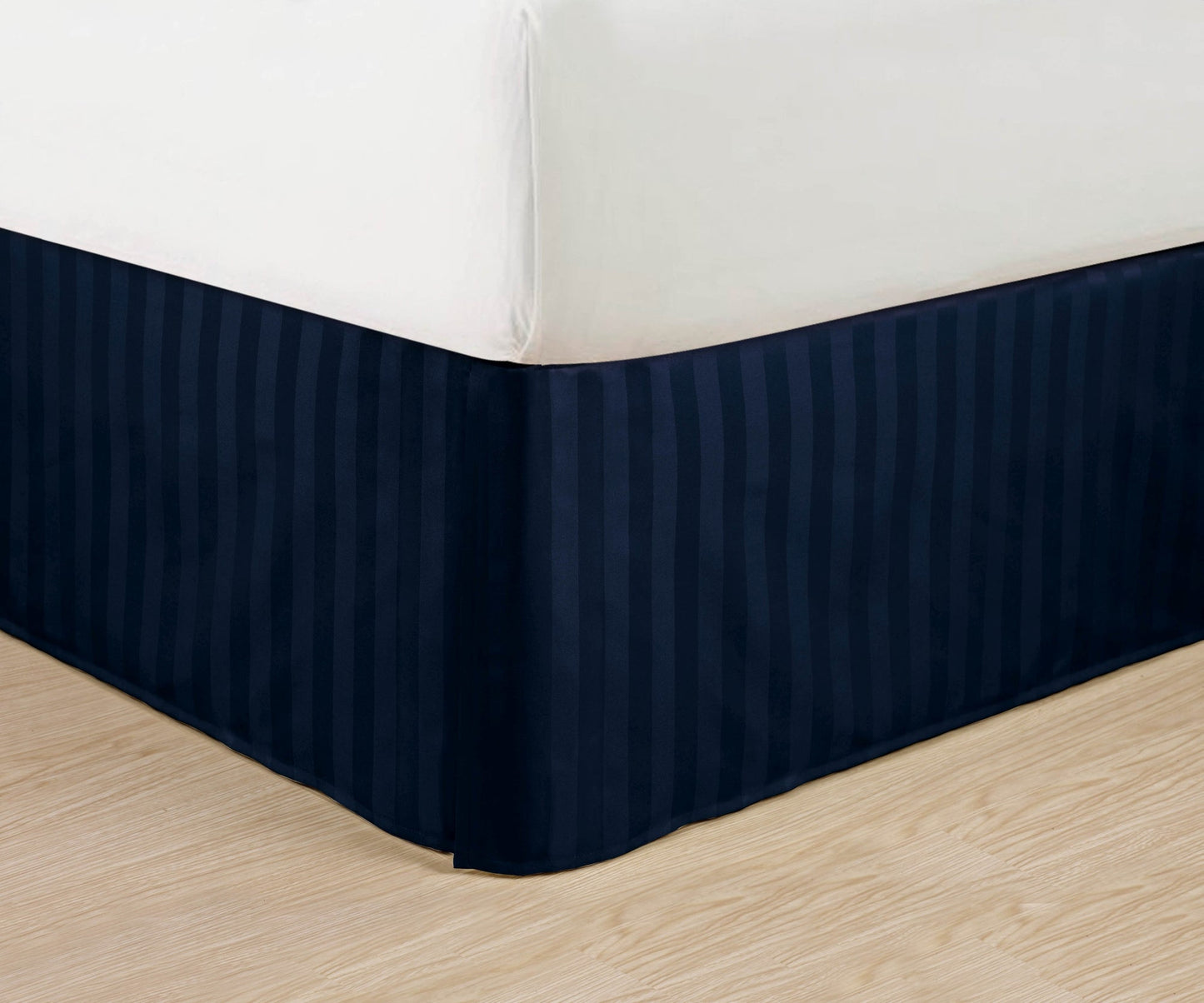 Mocassi 1-Piece Pleated Tailored 14" Drop Stripe Bed Skirt