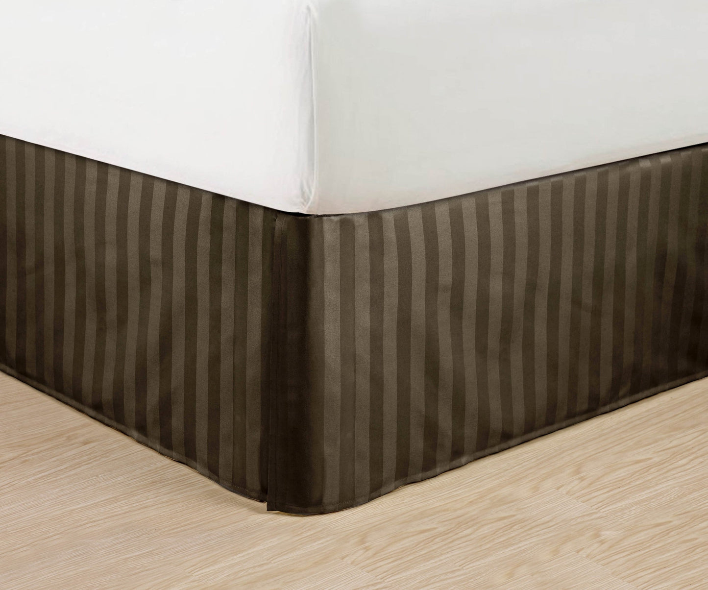 Mocassi 1-Piece Pleated Tailored 14" Drop Stripe Bed Skirt