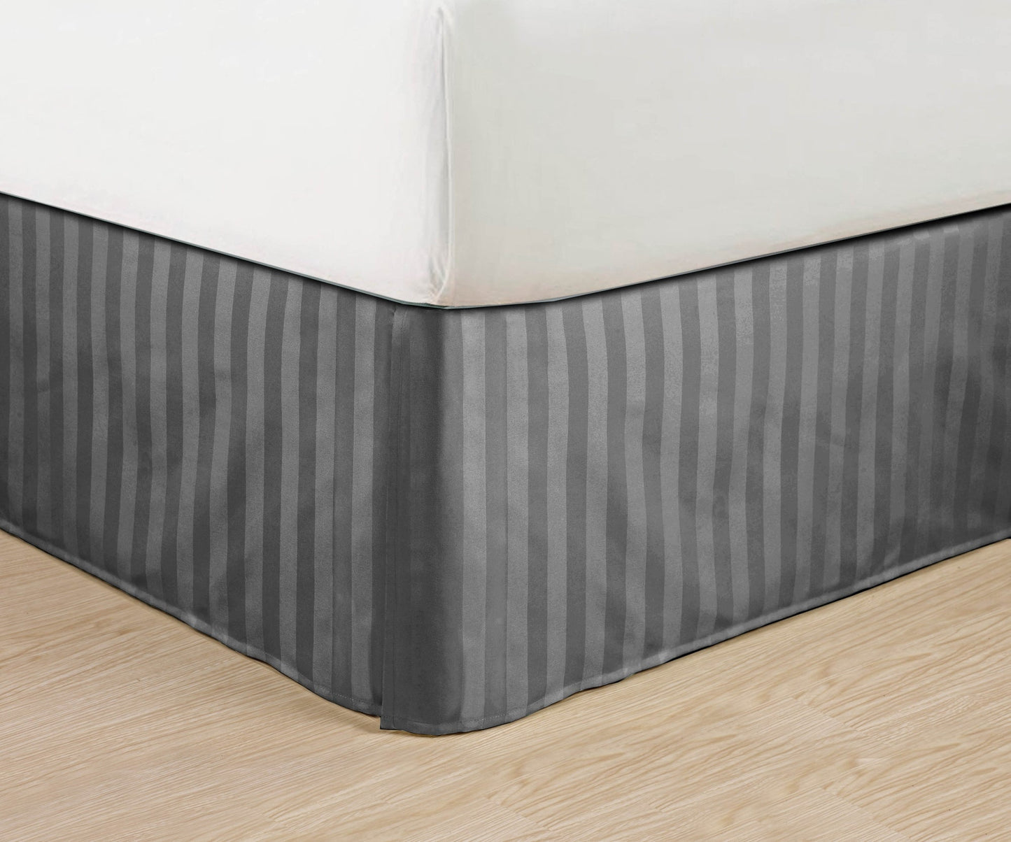Mocassi 1-Piece Pleated Tailored 14" Drop Stripe Bed Skirt