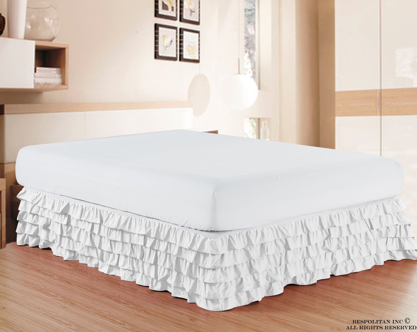Mocassi Luxurious 1500 Series Egyptian Quality Microfiber 1-Piece Multi-Ruffle Bed Skirt 15 inch Drop