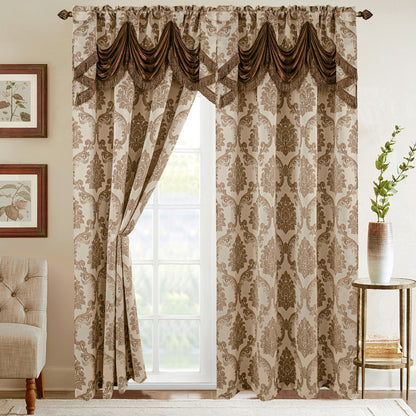 Mocassi Set of 2 Nesreen Jacquard Look Curtain Panels - 54" W x 84" L