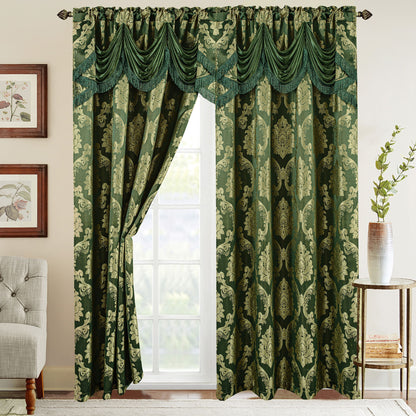 Mocassi Set of 2 Nesreen Jacquard Look Curtain Panels - 54" W x 84" L