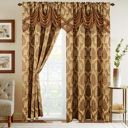 Mocassi Set of 2 Nesreen Jacquard Look Curtain Panels - 54" W x 84" L