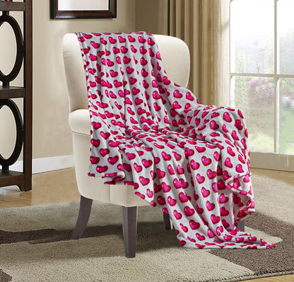 Mocassi Valentine's Day 50" x 60" Throw - Love Theme Flannel Fleece Throw Blanket