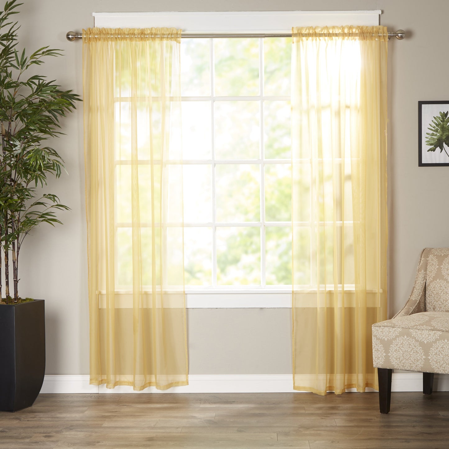 Mocassi Set of 2 Braxton Sheer Curtain Panels - 40" W x 84" L