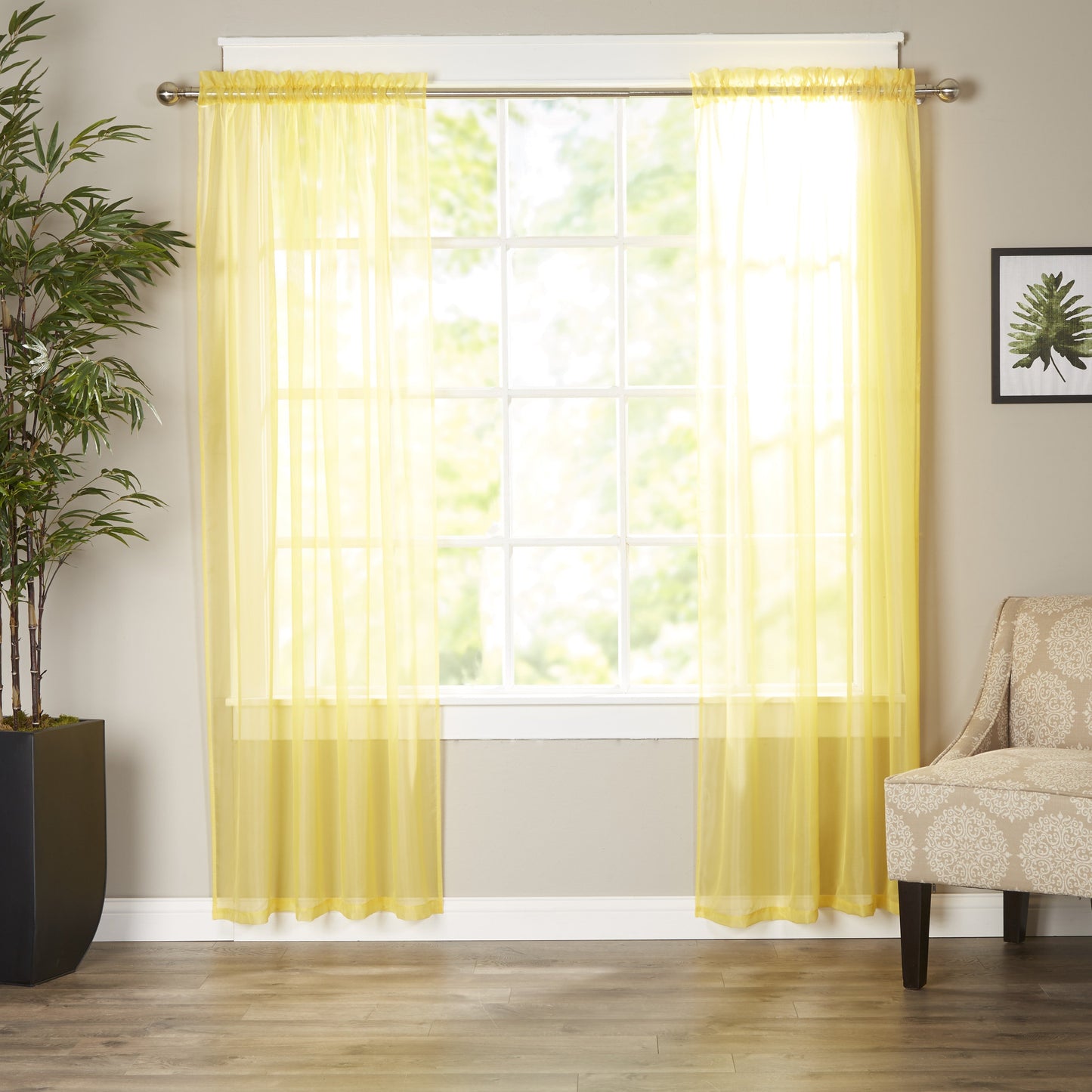 Mocassi Set of 2 Braxton Sheer Curtain Panels - 40" W x 84" L