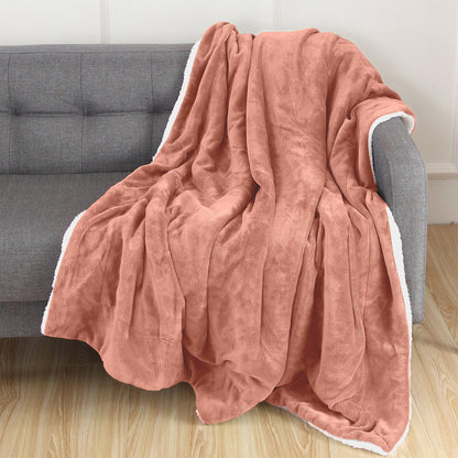 Mocassi Reversible Sherpa Throw 50" x 60" - Sherpa Back Throw Blanket