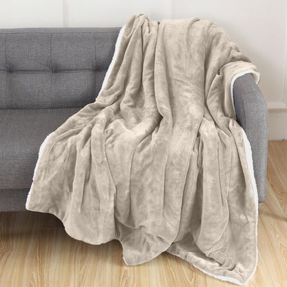 Mocassi Reversible Sherpa Throw 50" x 60" - Sherpa Back Throw Blanket