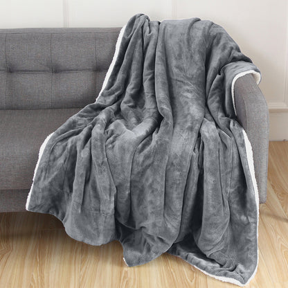 Mocassi Reversible Sherpa Throw 50" x 60" - Sherpa Back Throw Blanket