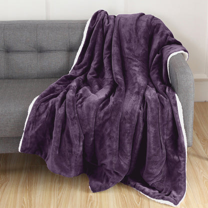 Mocassi Reversible Sherpa Throw 50" x 60" - Sherpa Back Throw Blanket