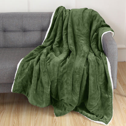 Mocassi Reversible Sherpa Throw 50" x 60" - Sherpa Back Throw Blanket