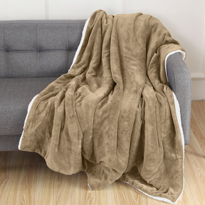 Mocassi Reversible Sherpa Throw 50" x 60" - Sherpa Back Throw Blanket