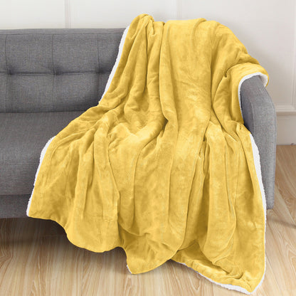 Mocassi Reversible Sherpa Throw 50" x 60" - Sherpa Back Throw Blanket
