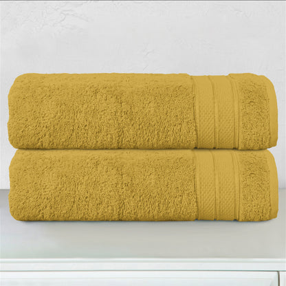 Mocassi 2-Piece Turkish Cotton Three Line Popcorn Bath Towel Set, 27 x 54 inch