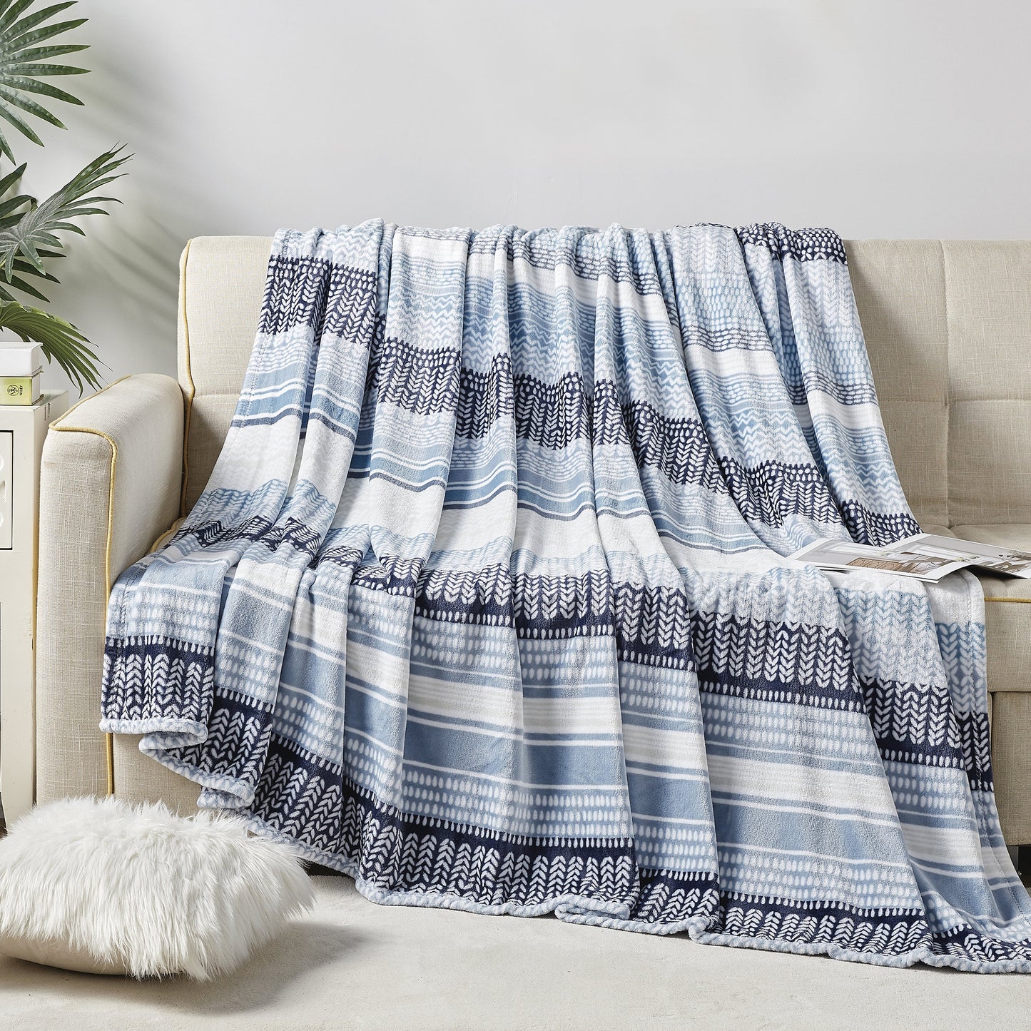 Mocassi Printed Bed or Oversized Couch Blanket - Lightweight for All Season Warmth